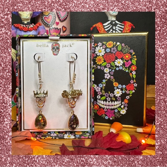 Bella Jack Gold and Purple Drop Earrings - Picture 1 of 8